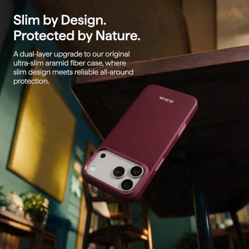 Image of pitaka for iPhone Pro Case 6.3 inch Refined Protection, Premium, Burgundy