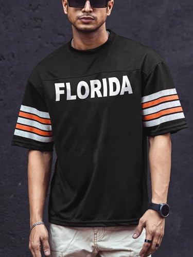 Image of Jump Cuts Men Printed Round Neck Half Sleeve Black and White Polyester Sports T-Shirt