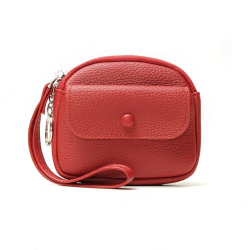 ChangeWallet,Change Holder Change Purse,leather Coin Pouch Coin Purse for women's,Coin Purse Pouch with Wrist Strap Coin Wallet, Zero Wallet with Zipper for (red) (red)