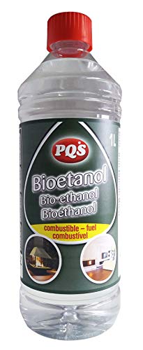 PQS - Bioetanol 96 % 1 L – Combustible Vegetal Puro para Chimeneas y Estufas de Bioetanol - Uso en Interior y Exterior - Aporta Llama Limpia y Brillo Decorativo
