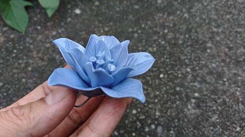 Image of Ceramic Flower Wall Art Decor, Artificial Flower Wall Sculpture,Handmade Ceramic Flowers for Home,Hallway,Living Room, Kitchen,Bathroom (Royal Blue,Gardenia, 2.76 inch)