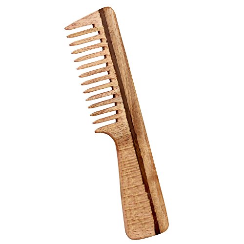 RoyaltyRoute Wooden Hair Comb for Detangling - Wide Tooth Comb with Handle - No Static Natural Wooden Neem Comb Hair Care for Women, Men
