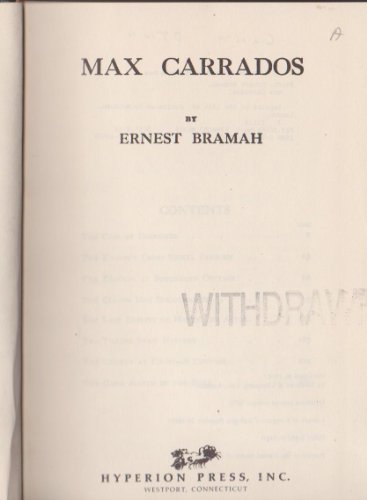 Max Carrados 0883552000 Book Cover