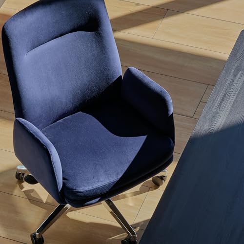 Image of Branch Softside Mid Century Modern Office Chair | Removable Arms with Luxury Cloud-Like Comfort, Adjustable Height, Integrated Lumbar Support, Velvet Fabric, Indigo