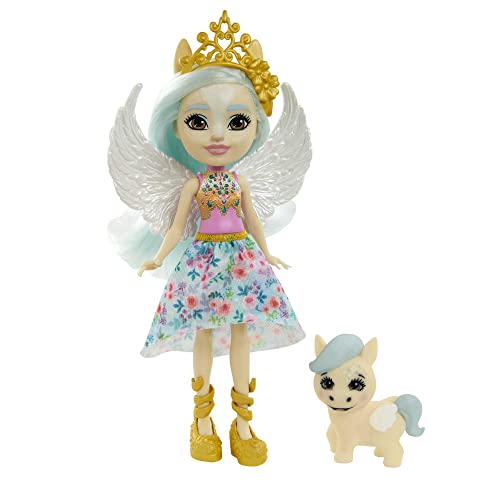 Enchantimals GYJ03 - Paolina Pegasus Puppe & Wingley Tierfreundin Figur, Puppe (15,2 cm) mit abnehmbarem Rock und Zubehör, aus der Royals Kollektion, tolles Geschenk für Kinder von 3 bis 8 Jahren Cover