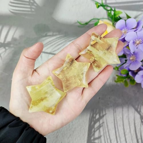 AtkitS Crystal 1Pc Citrine Star Shape Yellow Quartz Natural Crystal Carving Real Gemstone for Healing Meditation Home Decor Gift