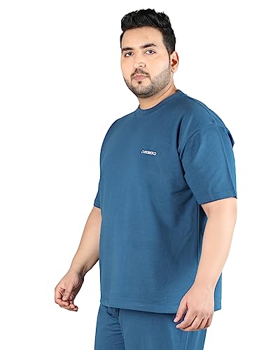 Image of CHKOKKO Men's Plus Size Terry Cotton Loose Fit Half Sleeves T-Shirt