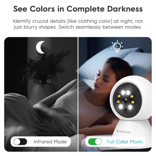 Image of VSTARCAM 3MP 2K Indoor Security Camera, 2.4GHz WiFi Pet Camera with 355 Pan 60 Tilt, Human Detection, Color Night Vision, 2-Way Audio, App Alerts, 24 /7 Recording, Cloud & microSD Storage