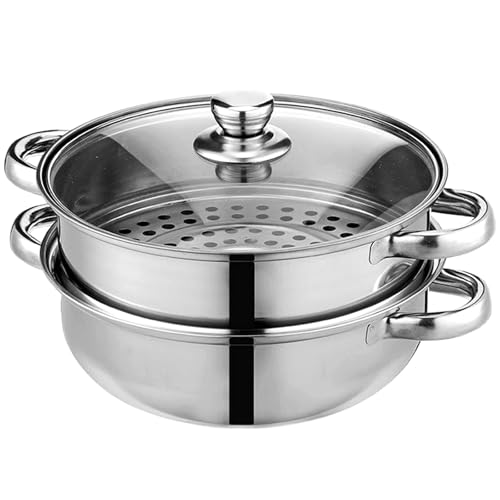 Steamer Pot for Cooking 11 inch Stainless Steel, 2-tier Multipurpose
