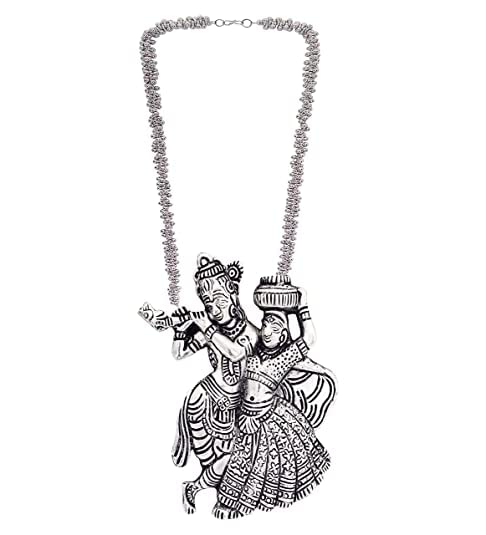 ibbie Oxidised Silver Radha Krishna Chain Pendant Necklace for Girls & Women (B0C6N1DBKC) Amazon Price History, Amazon Price Tracker
