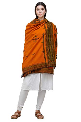 Image of Exotic India Women's Kutch Wool Shawl (SHV95--beige)