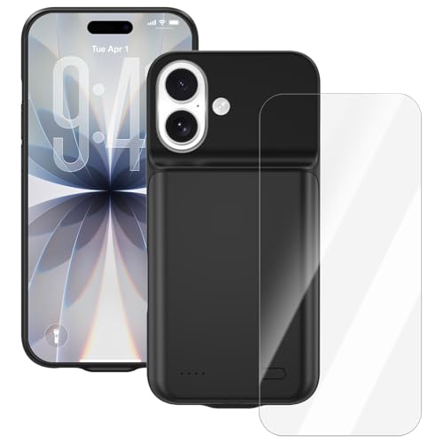 Giabuao Custodia con batteria per iPhone 17 (6,3 pollici), caricabatterie portatile da 8500 mAh, custodia ultra sottile con batteria estesa e custodia protettiva con funzione di ricarica per iPhone 17, colore nero
