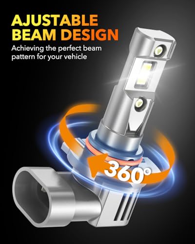 Image of OXILAM 9012 LED Light Bulb, 12X Brighter 6500K Cool White, Anti-Flicker, 60,000-Hour Lifespan, Easy Plug-N-Play, IP68 Waterproof, HIR2 /HIR2LL Fog Light Replacement for Cars Trucks SUVs, Pack of 2