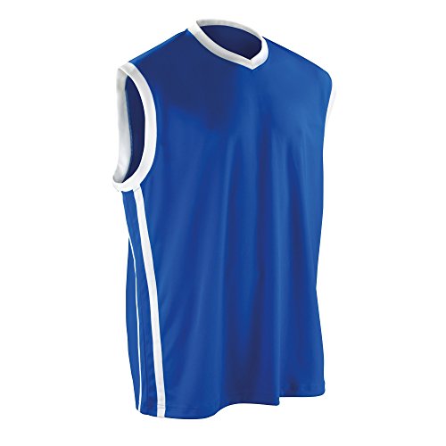 Maillot de basketball homme bleu blanc débardeur de sport grande taille 2XL Spiro