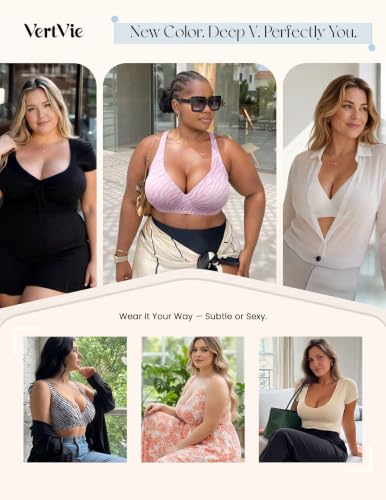 Image of Vertvie Jelly Wireless Bras for Women Push Up Plunge Seamless T-Shirt Bras No Underwire Supportive Full Coverage Bralettes