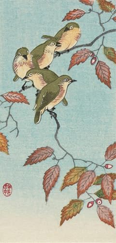 Deux corbeaux sur une branche par Ohara Koson affiche toile portrait décoration murale 60x90cm