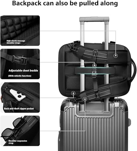 Vaultbag Backpack, Vaultbag Original Travel Backpack 40L Under Seat, Large-Capacity Expandable & Waterproof, for Travel (Black)3