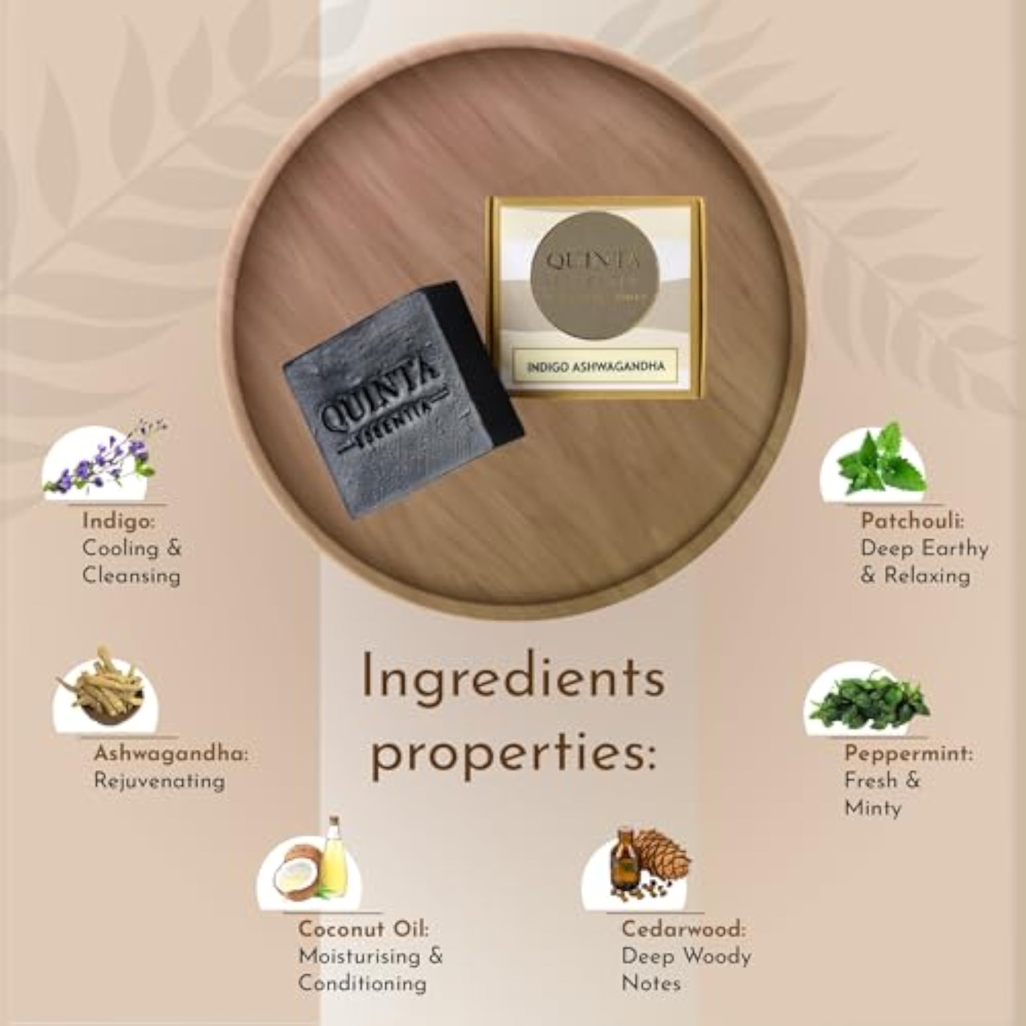 Handmade Indigo Ashwagandha Ayurvedic Bath Soap, 100g