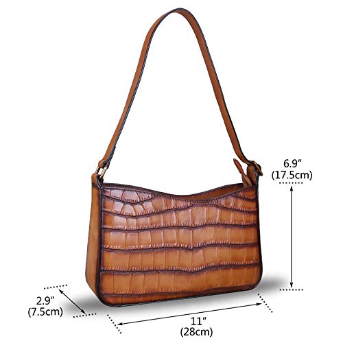 Image of Genuine Leather Satchel Purses for Women Hobo Handbags Crocodile Pattern Lady Shoulder Bag
