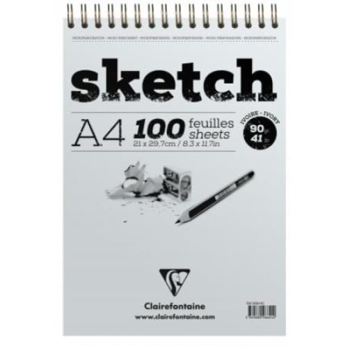 Set di 5 blocchi a spirale Sketch da 100 fogli di carta da schizzo avorio, 90 g/m², A4