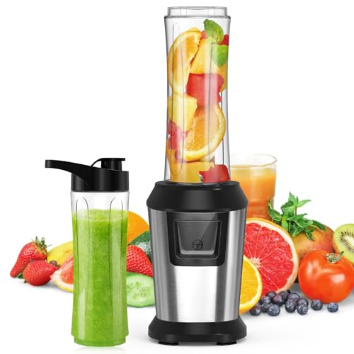 Mixer, Smoothie Maker, 500W Standmixer to Go mit 2x600ml Smoothie Flaschen BPA frei Tritan,Tragbarer...