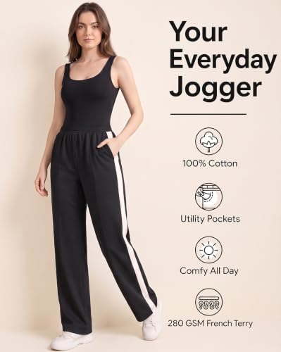 Image of Nobero Joggers for Women | Track Pants for Women | Straight Fit | Elasticated Waist with Drawcord | Soft & Breathable Fabric | Casual Everyday Wear