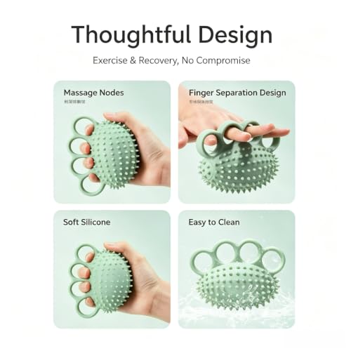 Image of Electric Hand Grip Strengthener Finger Exercise Ball, 3 Modes Vibration Therapy Ball with Magnetic Roller, Rechargeable Silicone Hand Squeeze Ball for Stroke Recovery, Arthritis, Carpal Tunnel & Stress Relief (1100mAh, 10Min Auto-Off)