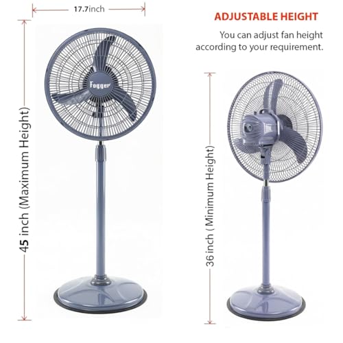 Image of Fogger Wind Speed Electric Stand Fan Wind Speed with 2 Year Warranty High Air Delivery, Silent Operation Pedestal Fan