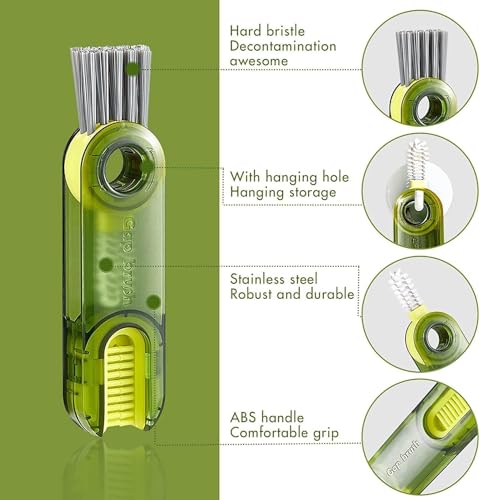 Image of Khedu Fab 3 in 1 Cup Lid Gap Cleaning Brush Bottle lid Cleaning Brush, Tiny Bottle Cup Lid Straw Cleaner Tools Multi-Functional Crevice Cleaning Brush, Multipurpose Cleaner Brush (1pc's)
