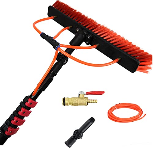 Brosse télescopique alimentée en eau pour laver les carreaux sales et hauts sans effort