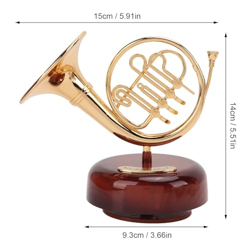 Image of AUGEN Exclusive Music Box Musical 360 rotatable Carousel Children's Wooden Men and Women Birthday Creative Christmas Valentine's Day Gift Home Decoration (French Horn)