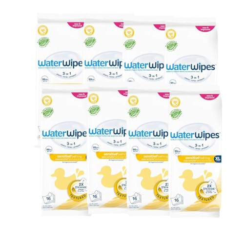 Image of WaterWipes Sensitive+ Bathing Wipes, 3-In-1 Cleans, Cares, Protects, 99.9% Water, Unscented & Hypoallergenic, 16 Count (Pack of 6)