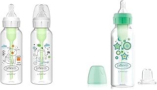 Dr. Brown's Anti-Colic Options+ Narrow Baby Bottle 2-Pack with Slow Flow Nipple, Sippy Bottle Starter Kit with Medium-Fast...