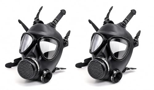 SafeGuardian Gas Mask Face Respirator (2 CBRN Shields) Israeli Military Grade Survival & Tactical Gas for Chemical Fumes, Particulates, and Smoke Protection, Military Grade Construction