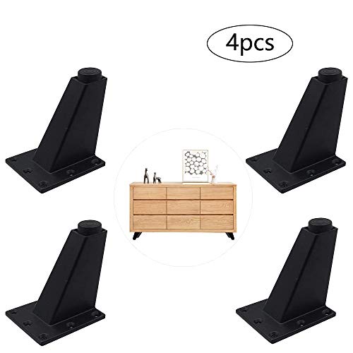 4 Piezas pies muebles aleación aluminio, Supporting foot Patas Muebles, para Cocina Gabinete Gabinete Encimera Barra Mesa Escritorio Sofá, Pies Muebles Perfil Cuadrado Altura 80mm(Negro)