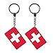 QQSD Switzerland Flag Keychain Swiss Key Ring (2 Pack)