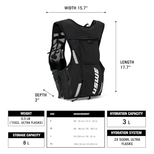 Image of USWE Pace - Running Vest Hydration Pack with 2 x 500ml UltraFlask, Backpack for Men and Women