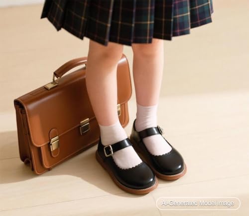Image of PHIRAMIN Toddler Girl Mary Jane Student Oxford Shoes-Little Girl School Uniform Shoes for Wedding Party