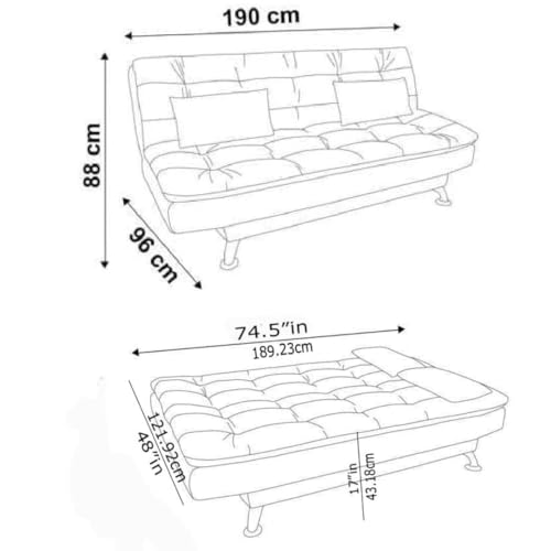 Image of INNOWIN Modern 3 Seater Avantha Sofa Cum Bed Camel Velvet Fabric with Two Cushions Perfect for Home Living Room Office and Guests (Camel)