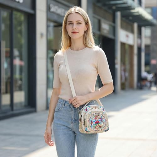 Bolso pequeño bandolera con bordado floral para mujer miniatura 2