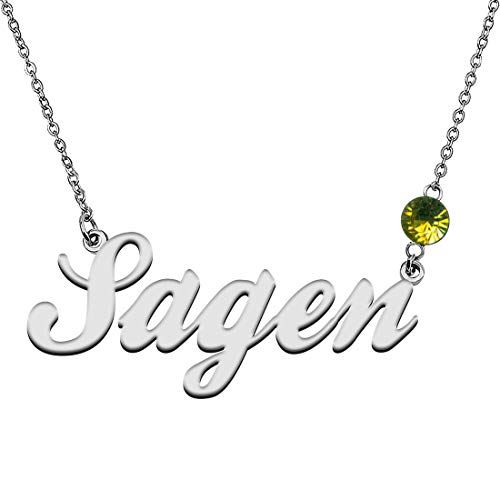 GR859C Personalized Charm Name Necklace with Birthstone for Best Friends Sagen