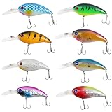 Crankbait Fishing Lures Kit - 8pcs Bass Crankbaits Deep Diving Crankbait Artificial Hard Swimbaits Bass Fishing Lures Hard Baits Minnow Crank Bait Lures for Trout Salmon Freshwater Saltwater