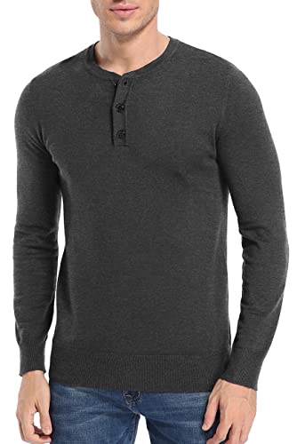 NITAGUT Mens Slim Fit Pullover Sweaters Long Sleeve Knitted Fabric Henley Sweater2