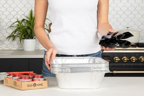Image of Alpha Living 6 Pack Refill Kit - Disposable Chafing Dish Buffet Set, Welded Body Food Warmers for Parties, Fuel Cans, Half Size Pans, Warming Trays
