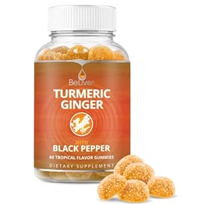 BeLive Turmeric Curcumin with Black Pepper & Ginger – 60 Gummies I Turmeric and Ginger Supplement for Immune Support, Healthy Skin, and Joint Health – Tropical Flavor