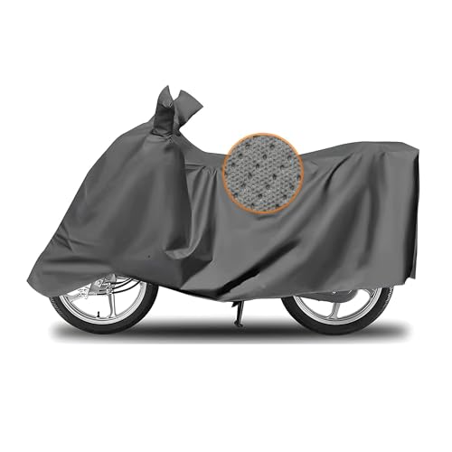Image of Sulfar 100% Waterproof Tie Bond Universal Bike Cover UV Protection & Dustproof Bike Body Cover for Royal Enfield Bullet Bike (Grey)