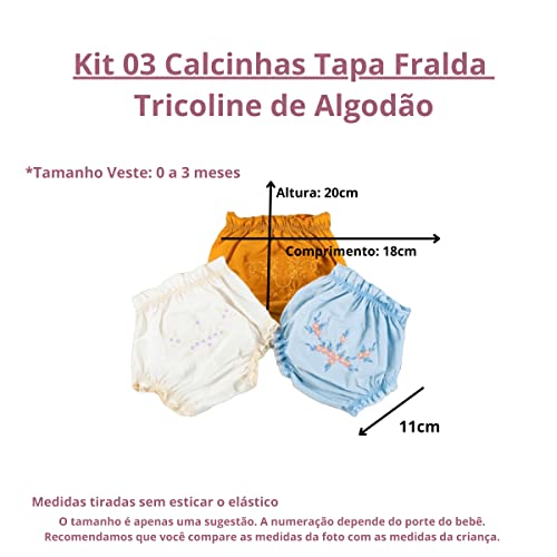 Kit Com 03 Calcinhas Tapa Fralda Infantil Bebe Bunda Rica cor:Sortido;tamanho:P (0 a 3 meses))