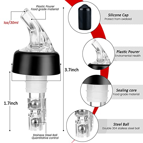 Measured Liquor Pourers 1.0 Oz Wine Bottle Pourers, Automatic Quick Shot Pourer For Cocktail And Whisky, Brandy, Rum, Tequila, Vodka And Gin, Absinthe For Home, Bar (Pack Of 12) #TOP1