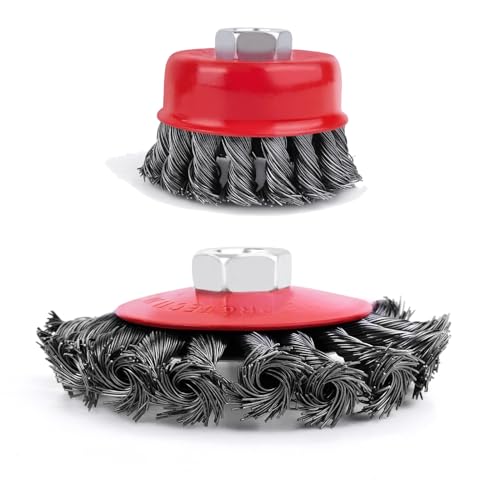 4pcs Brass Wire Wheel Brush Set Knoted Cup Brush Kit (2pcs 3inches and 2pcs 4inches)