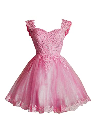 Image of Sweetheart Homecoming Dress Lace Appliques Prom Dress Beaded Lace Mini Dresses